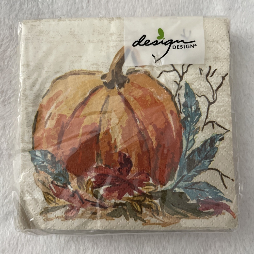 Thanksgiving Fall Pumpkin  Beverage Napkins Pkg 20 Fall Colors Design Design